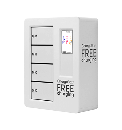 The ChargeBox Mini 4 locker wall-mounted device charging locker system The ChargeBox Mini 4 locker wall-mounted device charging locker system