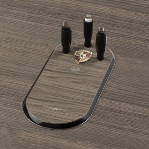 The ChargeHub integrated mobile device charging station in wood veneer