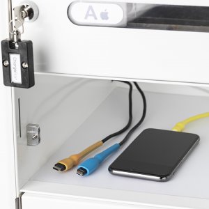 ChargeBox locker with charging leads and phone