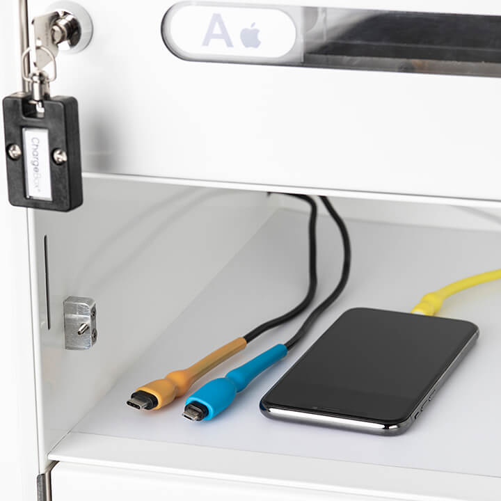 ChargeBox locker with charging leads and phone