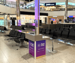 heathrow airport charging podium chargebox fastcharge