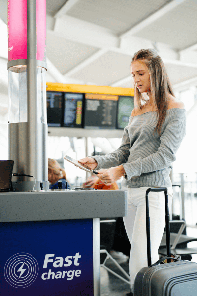 Elevate the passenger experience Heathrow Fast-Tracks ChargeBox Rollout to Power Stress-Free Passenger Experiences with Elodie Bradley as model